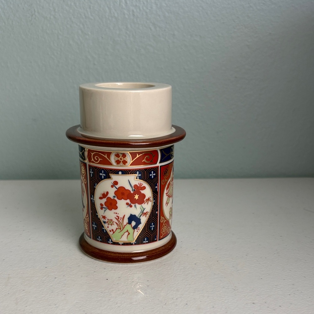 Vintage Colonial Candle Co. Japanese Style Porcelain Candle Holder